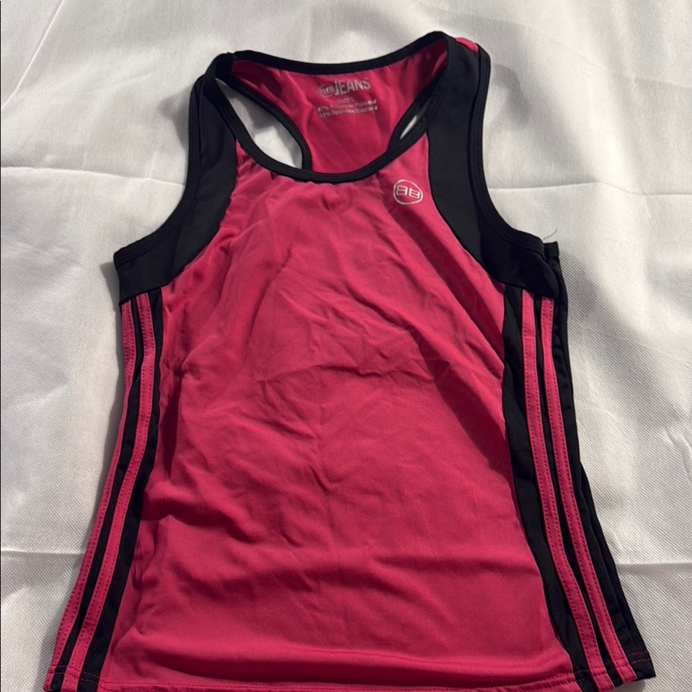 Fitted Pink and Black Sleeveless Tank Top